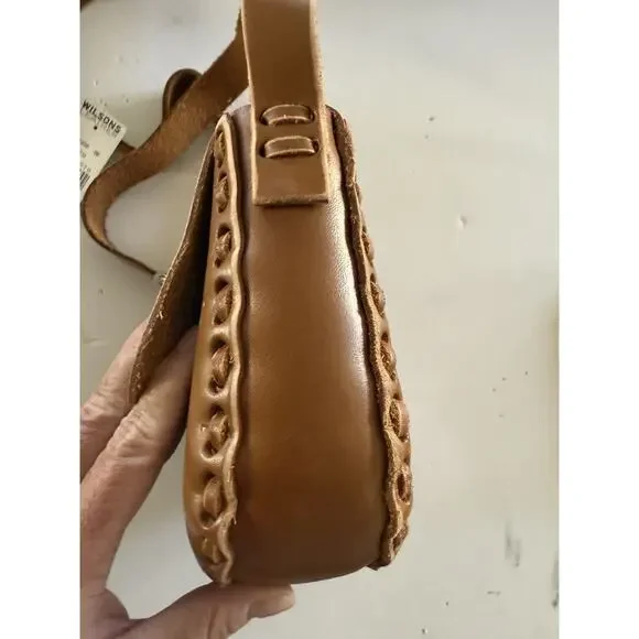 $100 NWT Vintage Wilsons Leather Floral Crossbody Shoulder Bag Brown Western - Picture 5 of 12